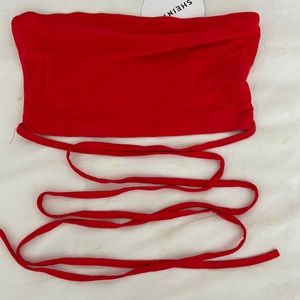 Shein cropped red tube top with crossover ties. XS or 2.